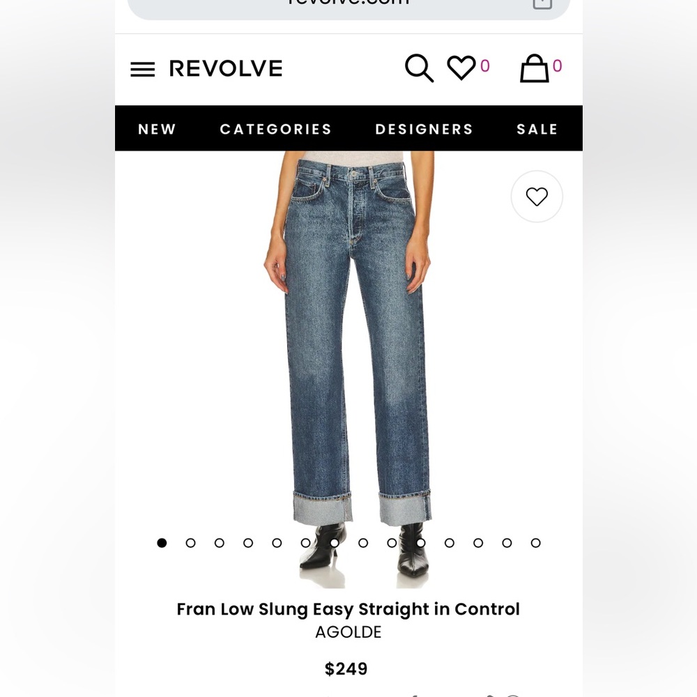 AGOLDE Fran Low Slung Easy Straight in Control size 30